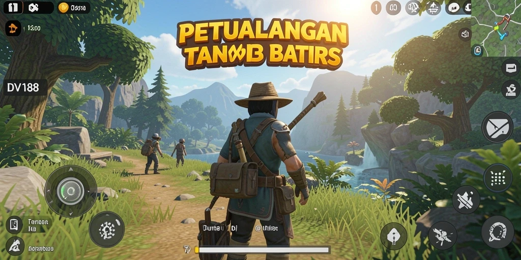 Screenshot gameplay DV188 yang menunjukkan keindahan dunia terbuka.