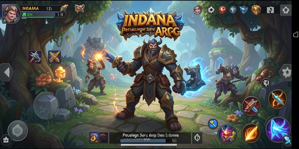 Screenshot gameplay ARPG INDAAA menampilkan pertarungan seru dan strategi.